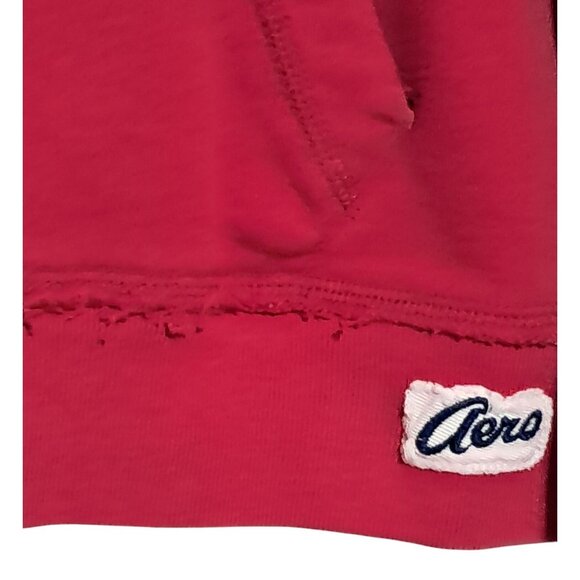 Aero Aeropostale Womens Hoodie Jacket Red Zip Up Size XXL Ragged Seam - Picture 6 of 10